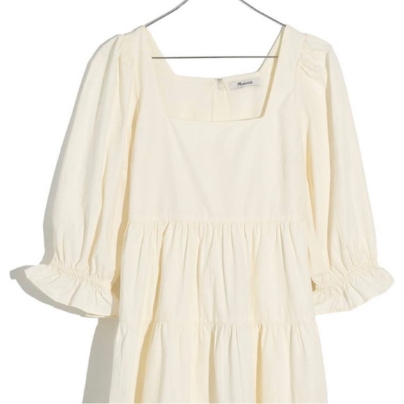 MADEWELL LIZZIE BABYDOLL MILKMAID  POPLIN PUFF SLEEVES DRESS SIZE 14W NWT CREAM - Picture 4 of 11